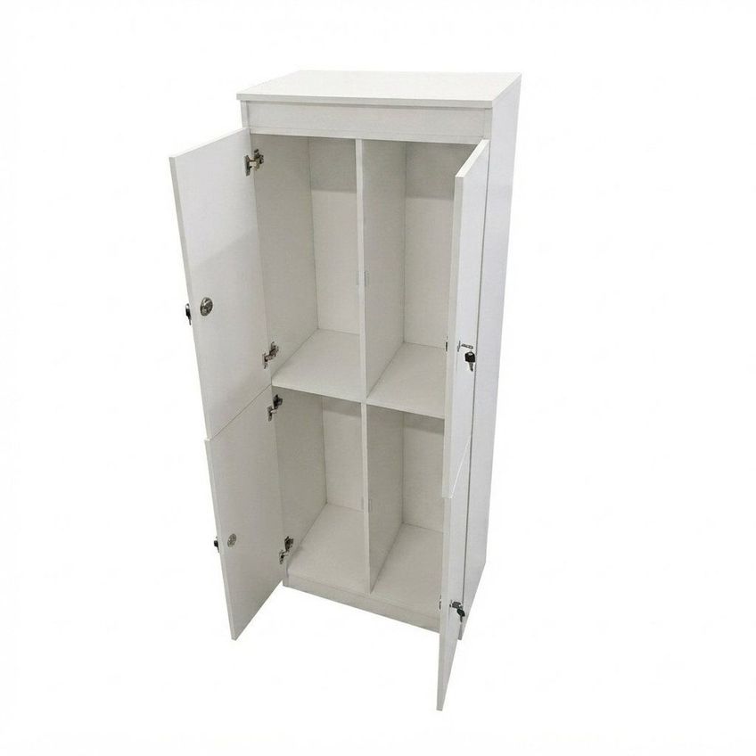 Armário Locker 4 Portas Com Chave Multiuso Academia Escritório E Vestiário ME4204 Branco Branco - imagem 4