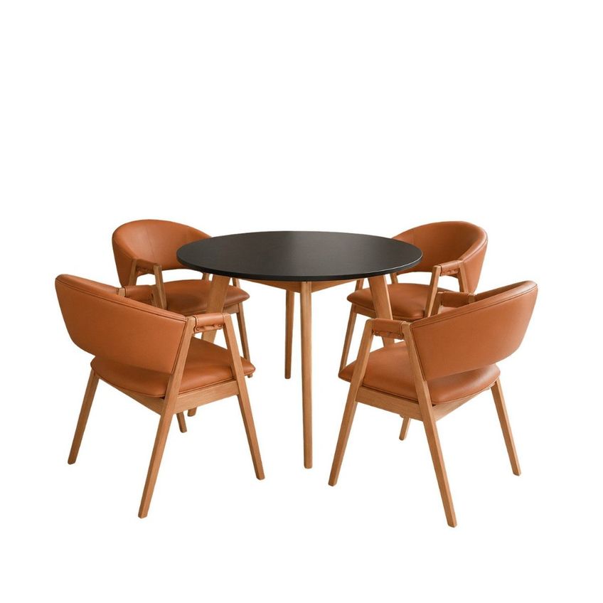 Kit Mesa De Jantar Redonda 90cm Com 4 Poltronas Estofadas Confortáveis Para Ambientes Modernos Macau - imagem 2