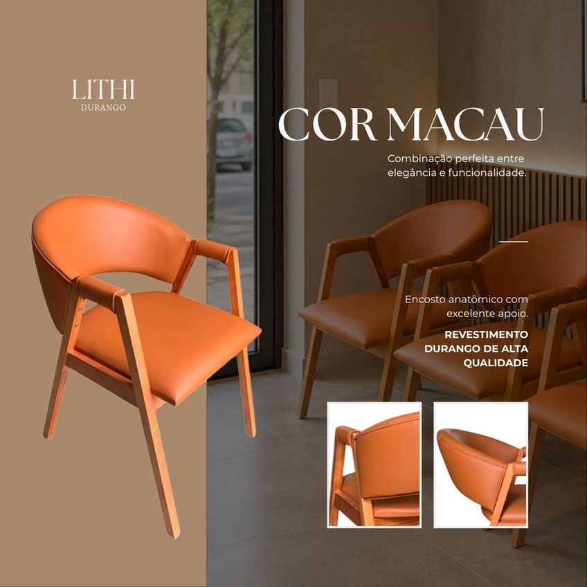 Kit Mesa De Jantar Redonda 90cm Com 4 Poltronas Estofadas Confortáveis Para Ambientes Modernos Macau - imagem 3