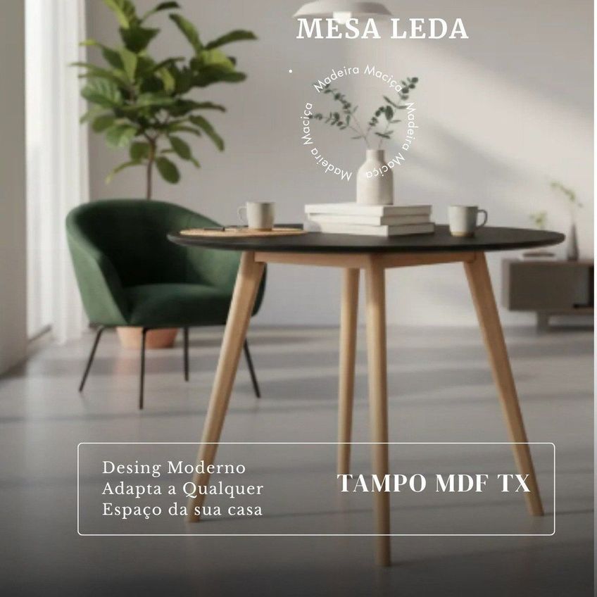 Kit Mesa De Jantar Redonda 90cm Com 4 Poltronas Estofadas Confortáveis Para Ambientes Modernos Macau - imagem 5