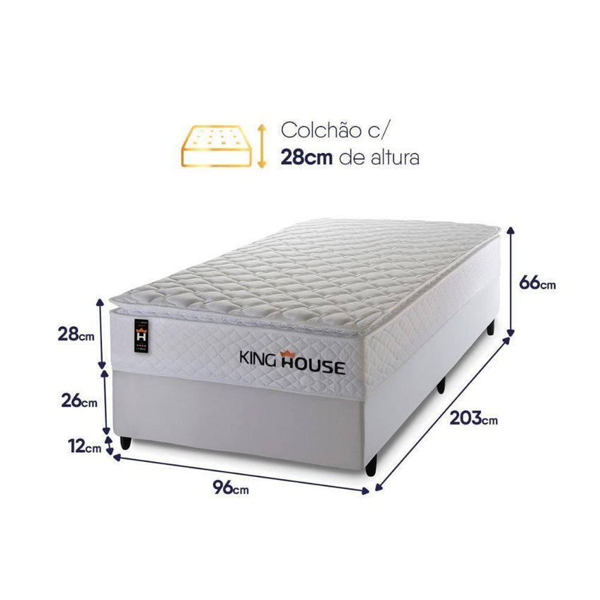 Cama Box Solteiro New Moon Molas Ensacadas Courino Branco King House - imagem 3