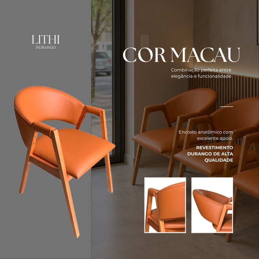 Conjunto Mesa De Jantar 90cm Redonda Com 4 Poltronas Estofadas Para Apartamento E Cozinha Macau - imagem 3