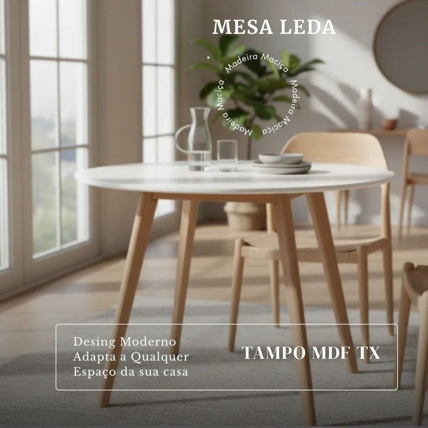 Conjunto Mesa De Jantar 90cm Redonda Com 4 Poltronas Estofadas Para Apartamento E Cozinha Macau - imagem 5