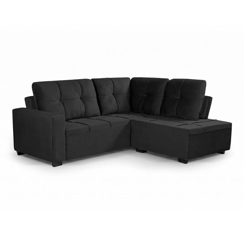 Sofá De Canto Ibarra 4 Lugares 186cm Preto Suede King House - imagem 2
