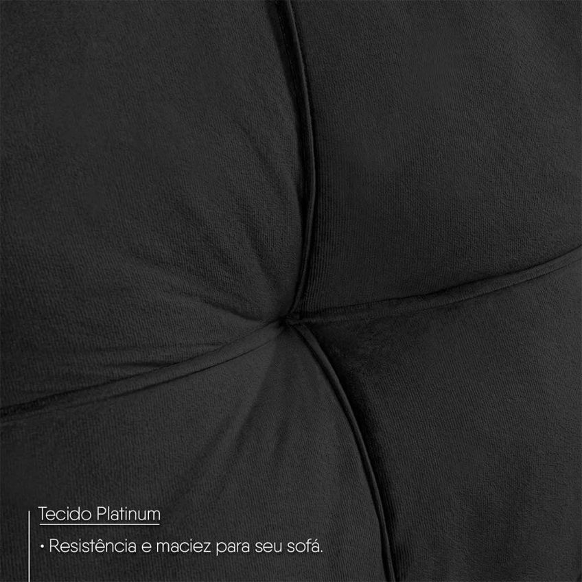 Sofá De Canto Ibarra 4 Lugares 186cm Preto Suede King House - imagem 3