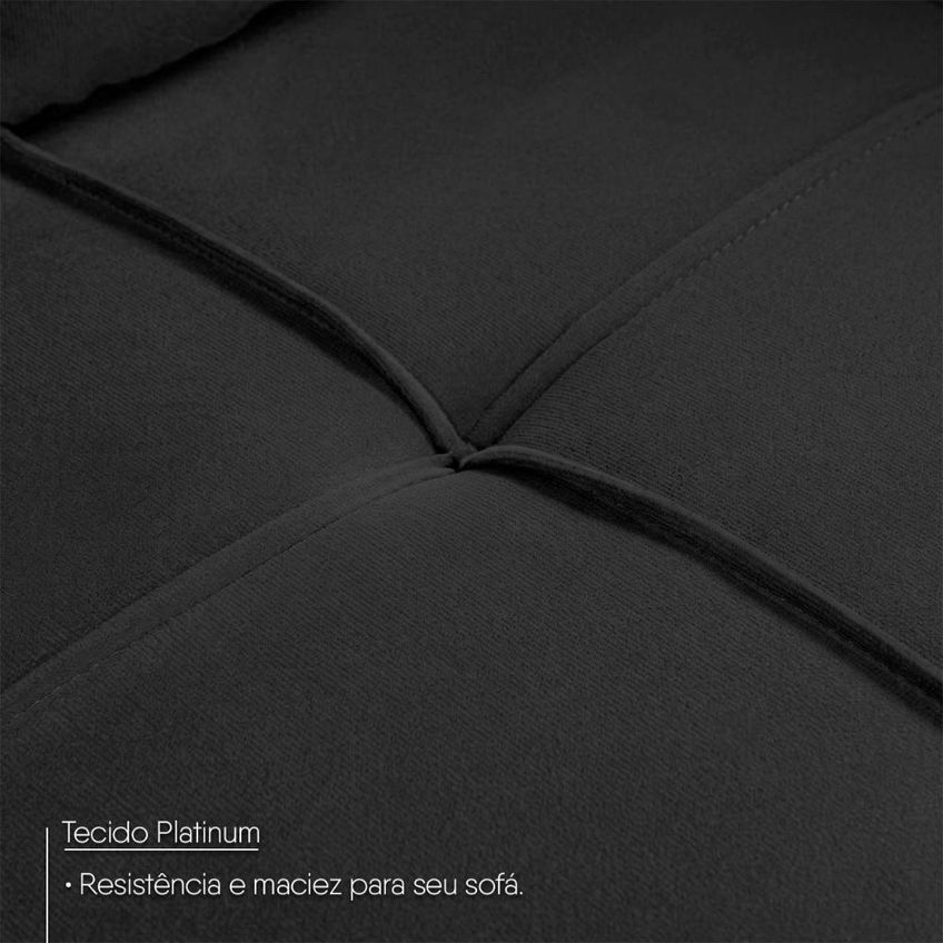 Sofá De Canto Ibarra 4 Lugares 186cm Preto Suede King House - imagem 4