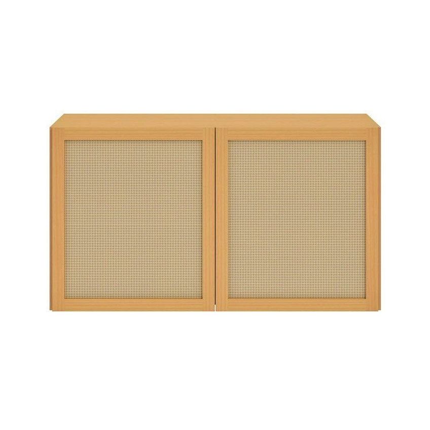 Armário Aéreo 120cm Em Madeira Maciça E Rattan Magna Kids Casatema Madeiraoriginals Marrom/natura Mel Com Rattan - imagem 4