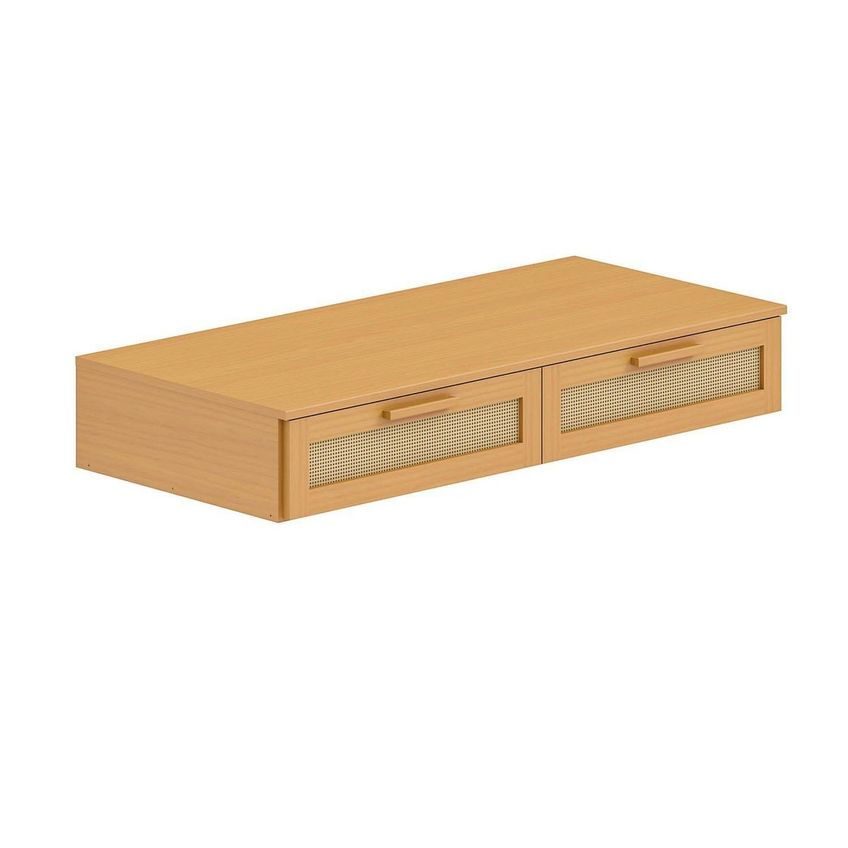 Escrivaninha Suspensa 120cm Madeira Maciça E Rattan Magna Kids Casatema Madeiraoriginals Marrom Natural - imagem 2