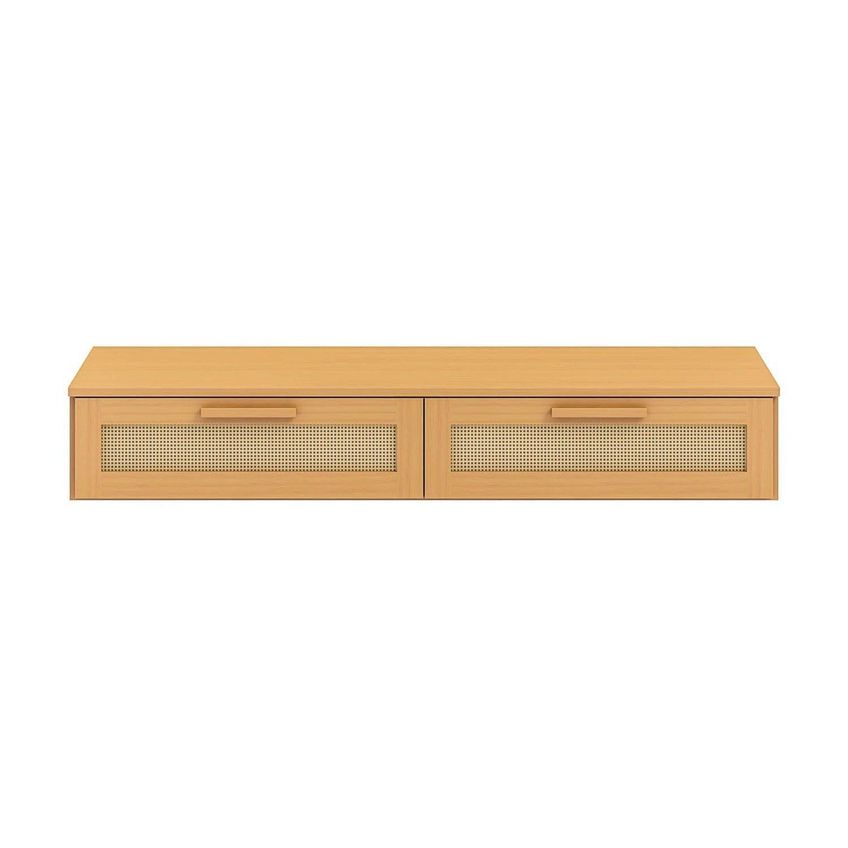 Escrivaninha Suspensa 120cm Madeira Maciça E Rattan Magna Kids Casatema Madeiraoriginals Marrom Natural - imagem 4