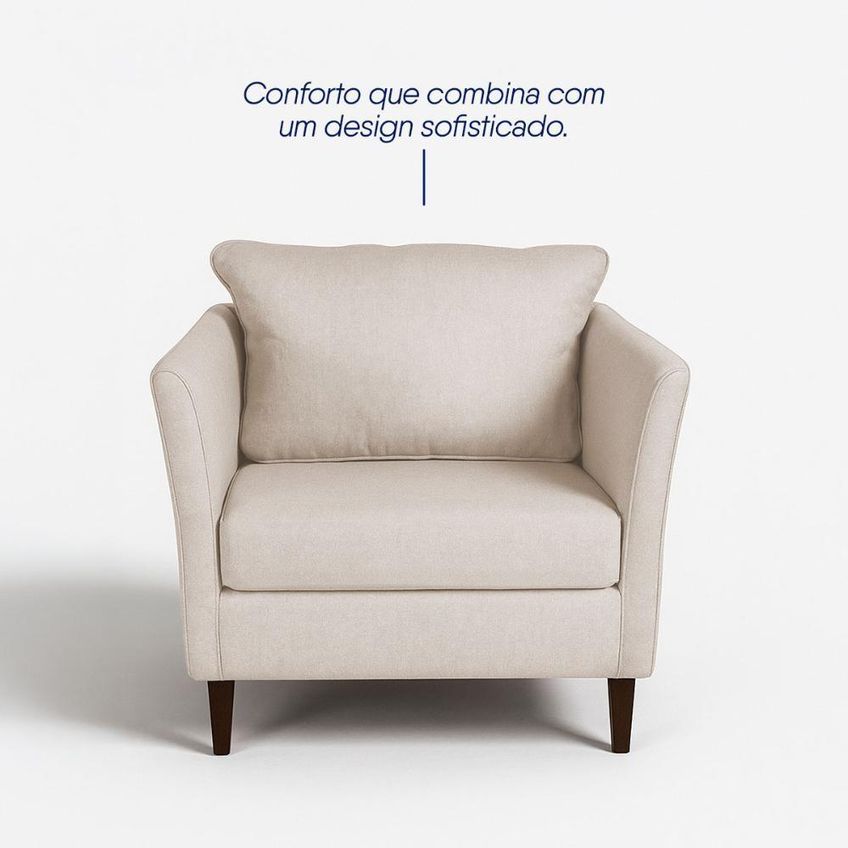Poltrona Oliver Decorativa Bouclê Bege King House - imagem 5