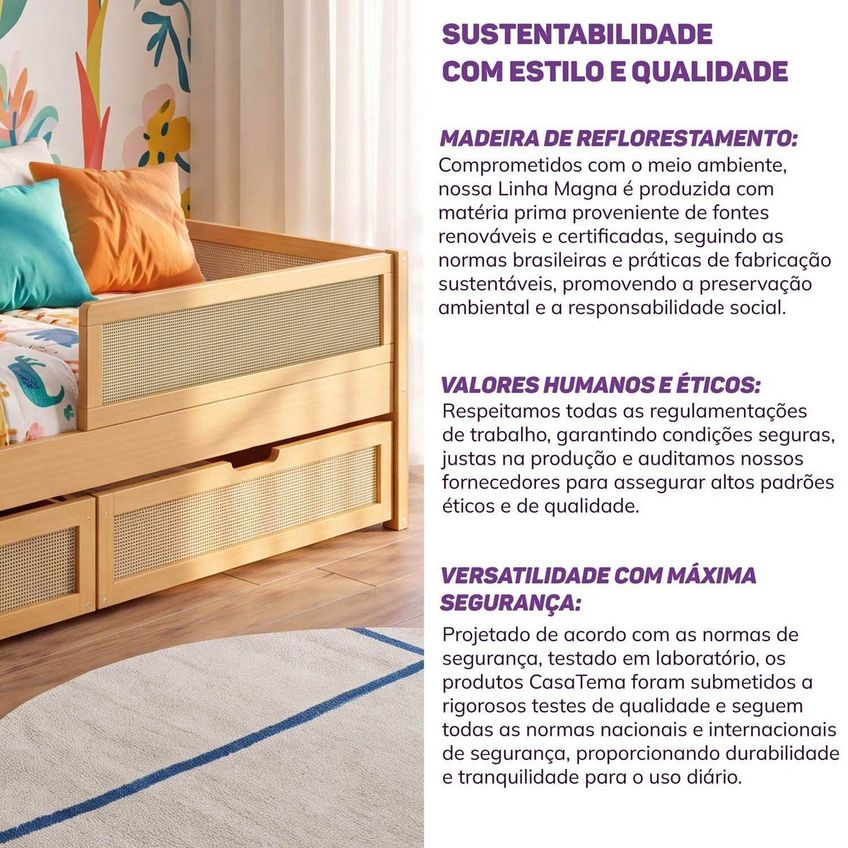 Kit Grades De Proteção Madeira Maciça E Rattan Magna Kids Casatema Madeiraoriginals Marrom/natura Natural - imagem 4