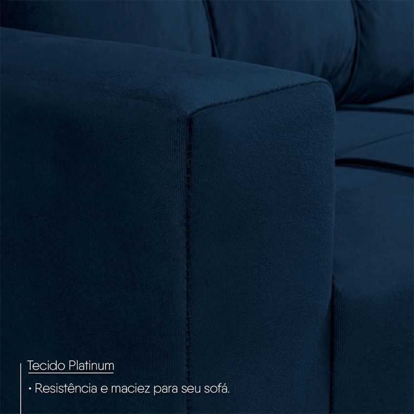 Sofá De Canto Ibarra 4 Lugares Com Chaise 186cm Azul King House - imagem 3