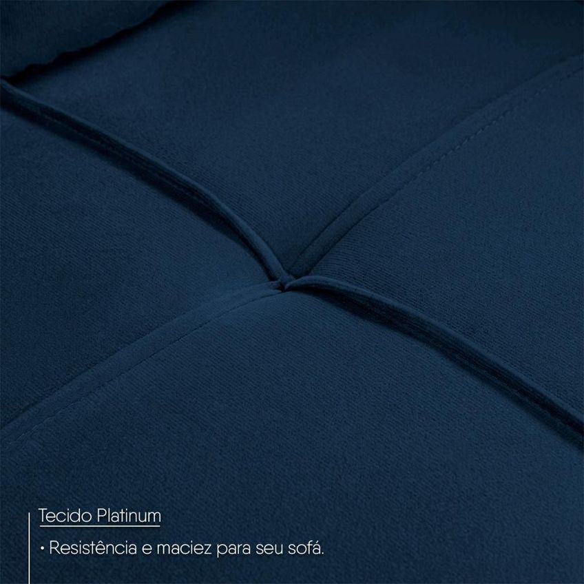 Sofá De Canto Ibarra 4 Lugares Com Chaise 186cm Azul King House - imagem 5