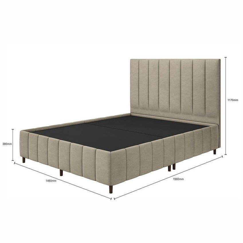 Conjunto Cama Casal Eva Com Cabeceira E Base 138cm Bege Escuro - imagem 3
