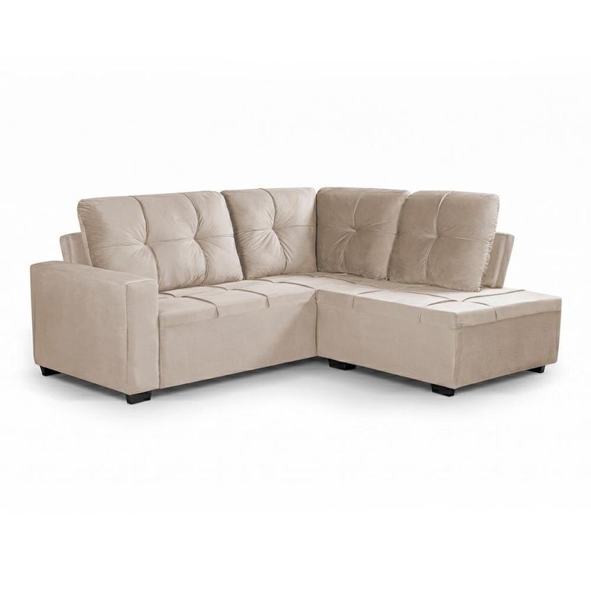Sofá De Canto Ibarra 4 Lugares Com Chaise 186cm Bege King House - imagem 3