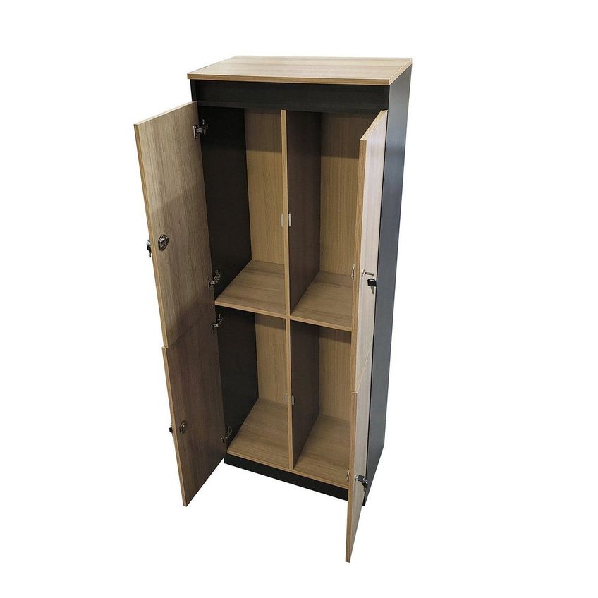 Armário Locker 4 Portas Com Chave Multiuso Academia Escritório E Vestiário ME4204 Amêndoa/preto - imagem 4