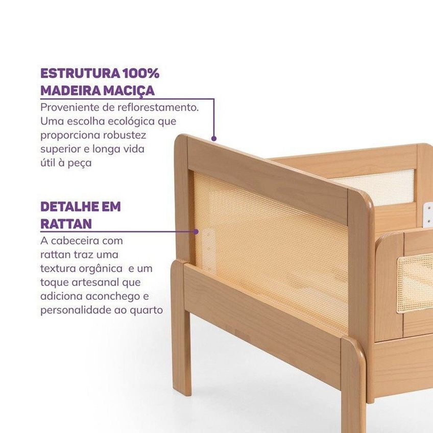 Conjunto Cama Infantil Reversível E Cama Auxiliar Crescer Casatema Madeira Originals Marrom/Caravalho Carvalho - imagem 5