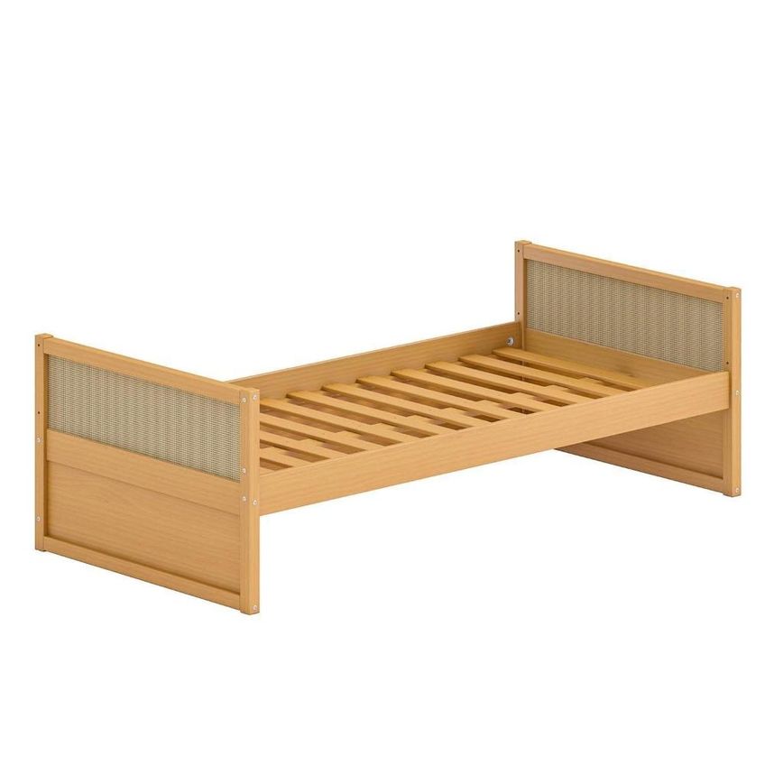 Cama Solteiro Infantil Madeira Maciça E Rattan Magna Kids Casatema Marrom/Natural Natural - imagem 2