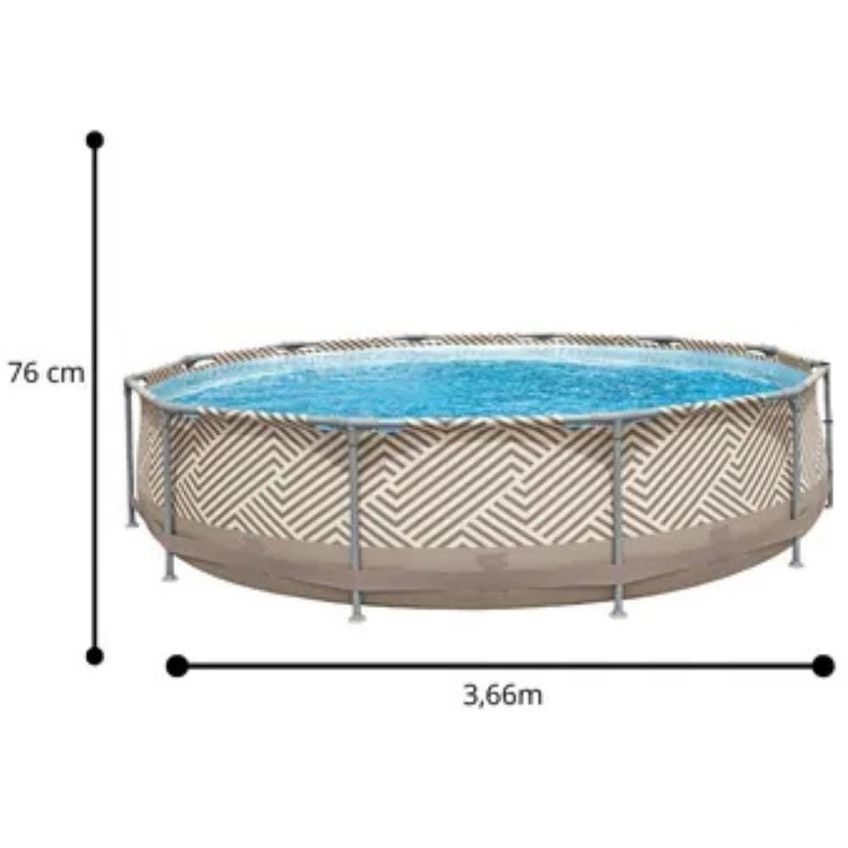 Piscina Com Armação Circular 7200 Litros Diâmetro 3,6 Metros Com Capa Mor - imagem 4