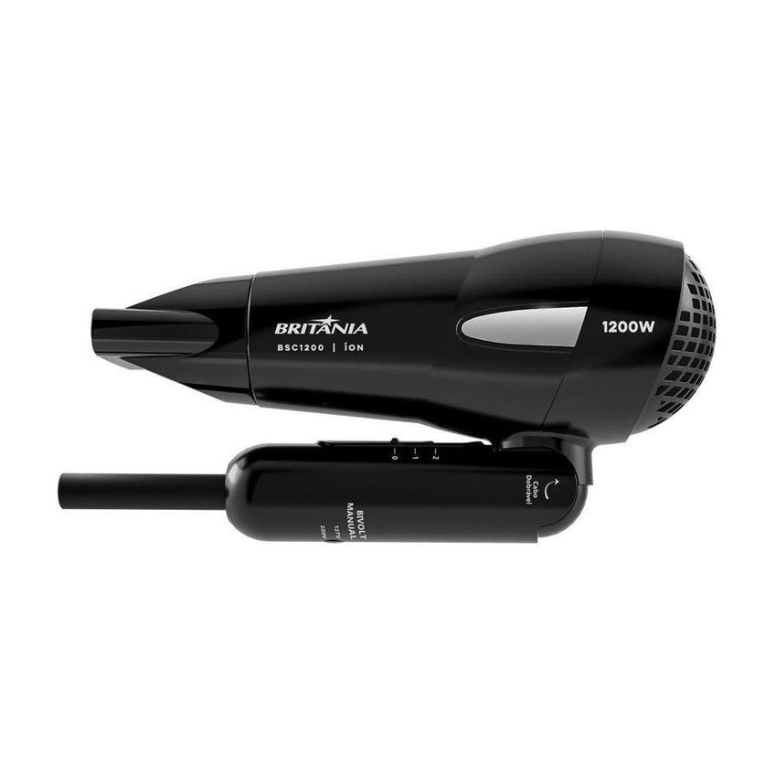 Secador De Cabelos Bsc1200 1200w Ion Tourmaline 2 Temperaturas Preto Britânia Bivolt - imagem 3