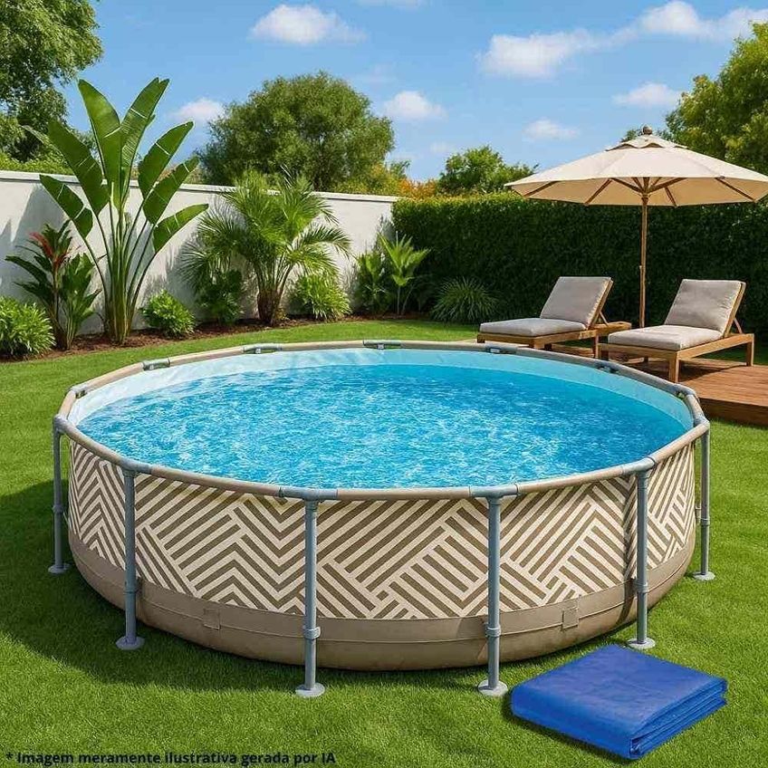 Piscina Com Armação Circular 7200 Litros Diâmetro 3,6 Metros Com Capa Mor - imagem 5