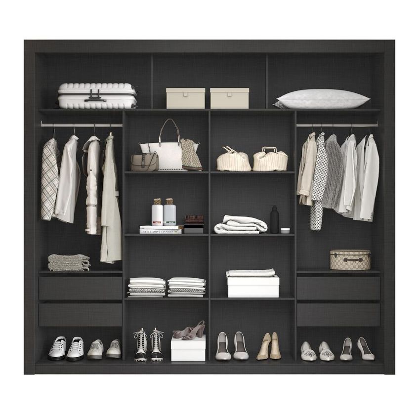Closet 100% MDF 4 Gavetas 230 cm NT6060 Preto TX Amoudi Móveis Preto TX - imagem 4