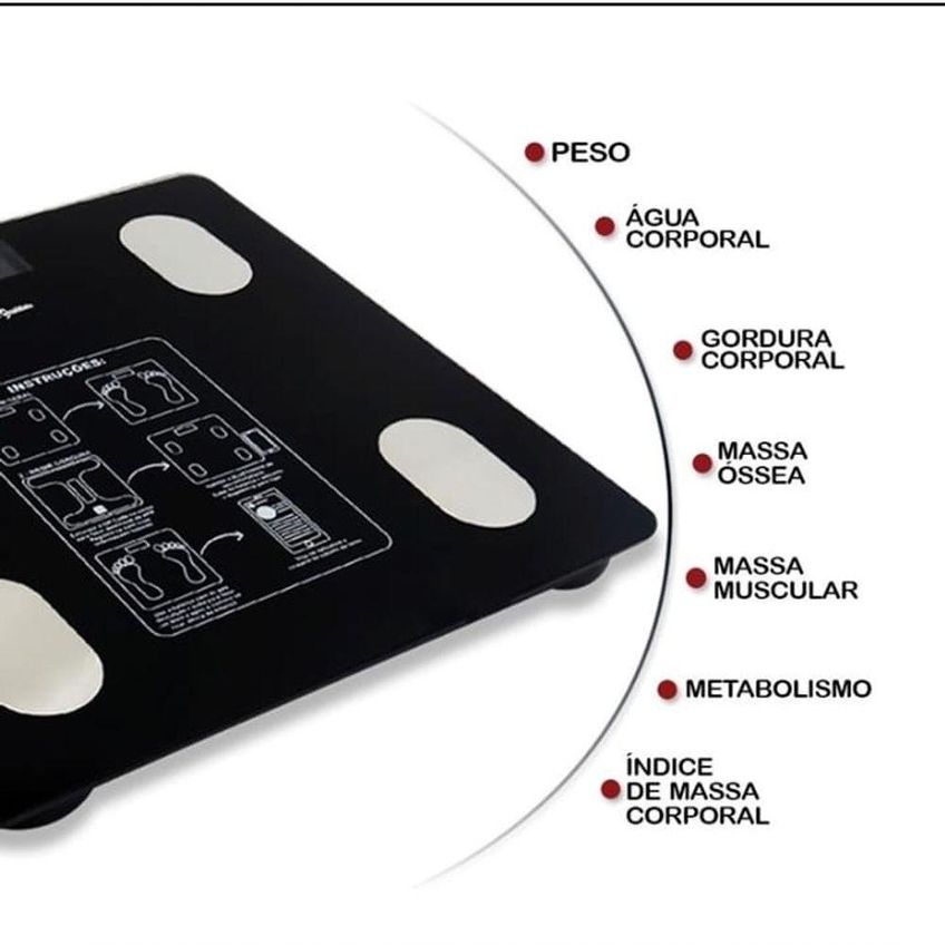 Balança Digital Corporal KZ Utilidades Bioimpedância Bluetooth Preto 26cm - imagem 3