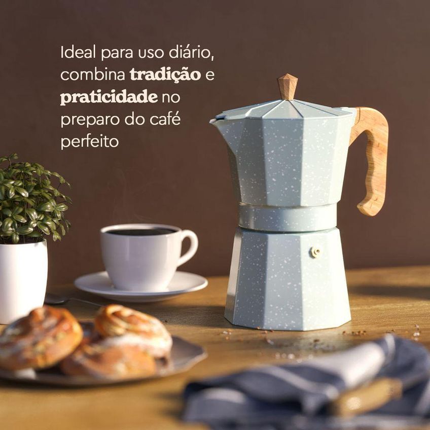 Cafeteira Italiana Verona 6 Xícaras Em Alumínio Verde Brinox - imagem 2