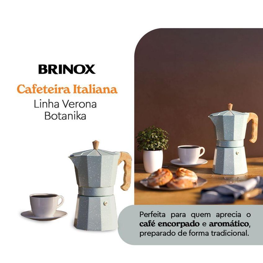 Cafeteira Italiana Verona 6 Xícaras Em Alumínio Verde Brinox - imagem 3