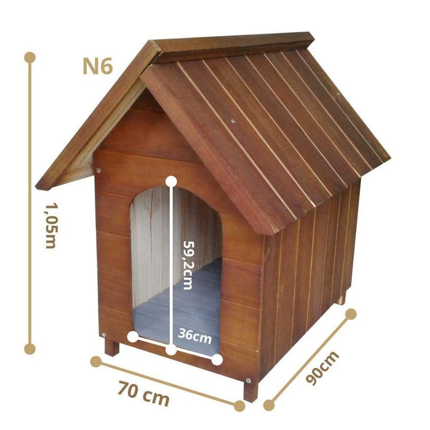 Casinha De Cachorro De Madeira Beethoven Agropet N6 Gigante Para Jardim 1 Unidade - imagem 5