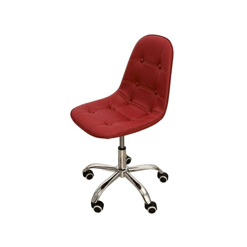 Cadeira Office Eiffel Botonê Pu Base Giratória Cromada Vinho Dkadidecor - imagem 4