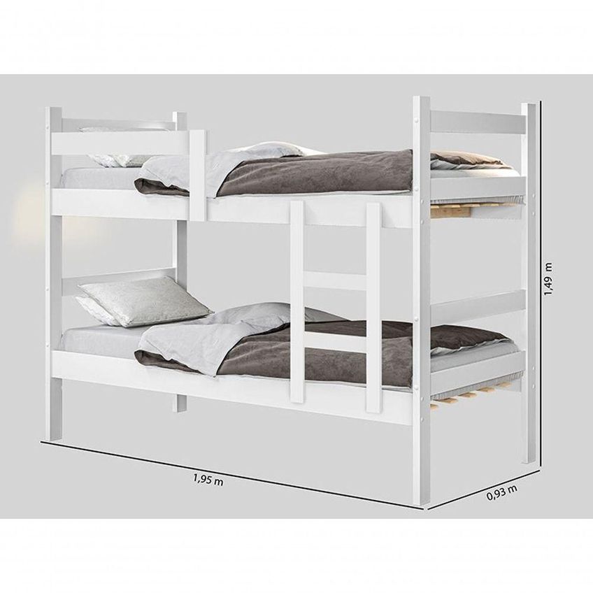 Beliche Solteiro Porto Com Escada MDF Branco Gabrielli Móveis - imagem 2