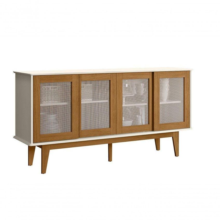 Buffet Detroit 4 Portas MDF-MDP-PINUS 164cm Off White Nature Tebarrot - imagem 3