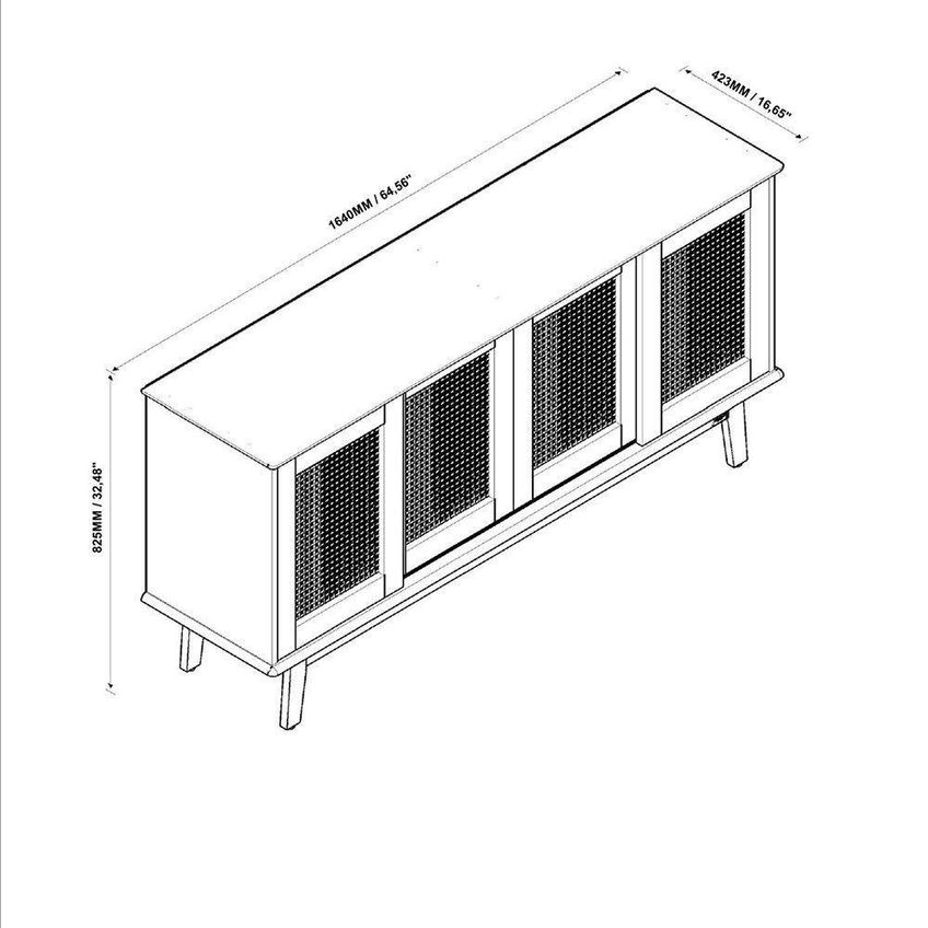 Buffet Detroit 4 Portas MDF-MDP-PINUS 164cm Off White Nature Tebarrot - imagem 4