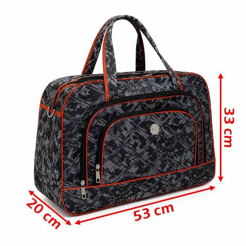 Bolsa Mala De Viagem Grande 53cm X 33cm X 20cm Em Poliéster Com Zíper E Alças Reforçadas Cinza - imagem 4