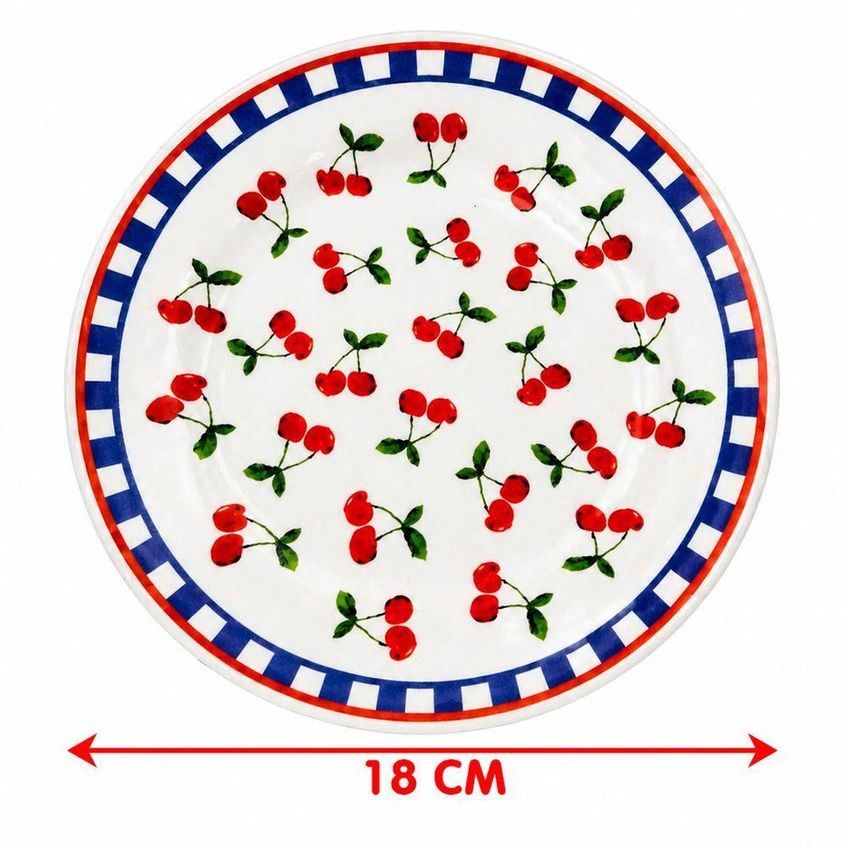 Kit 6 Pratos De Sobremesa Jardim Cerejas Cerâmica 18cm Donna - imagem 4