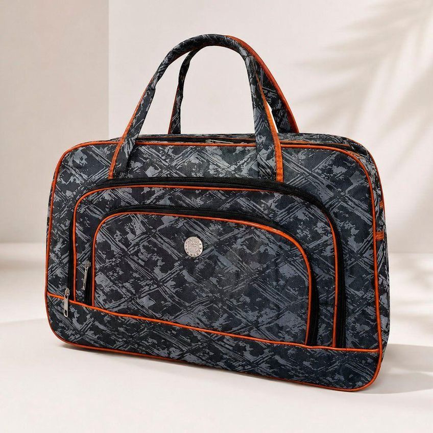 Bolsa Mala De Viagem Grande 53cm X 33cm X 20cm Em Poliéster Com Zíper E Alças Reforçadas Cinza - imagem 5
