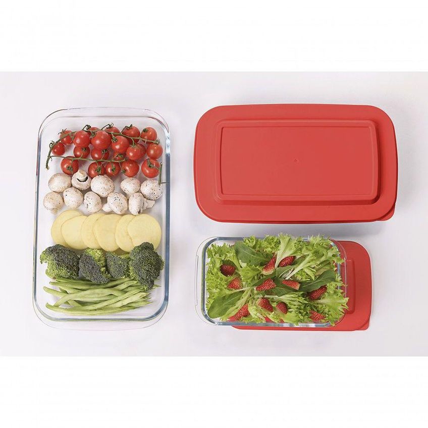 Assadeira De Vidro Retangular Cheff Com Tampa Para Forno E Micro-ondas Vermelho Brinox 3l - imagem 4