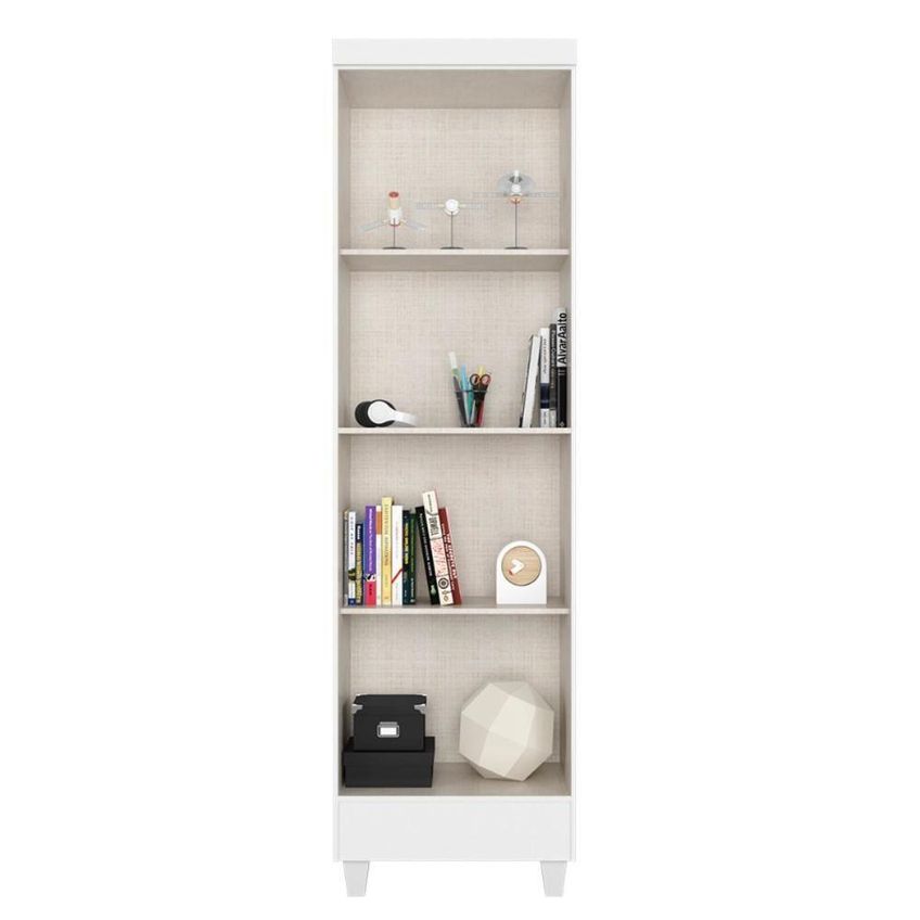 Armário Multiuso Lite 2 Portas 3 Prateleiras MDP 50cm Branco Brilho Móveis Leão - imagem 4