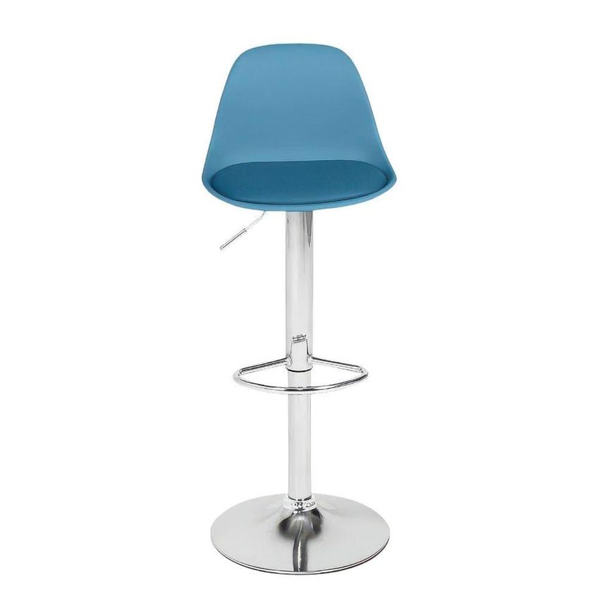 Banqueta Alta Estofada Ícaro Metal Cromado Altura Ajustável Turquesa Dkadidecor - imagem 4