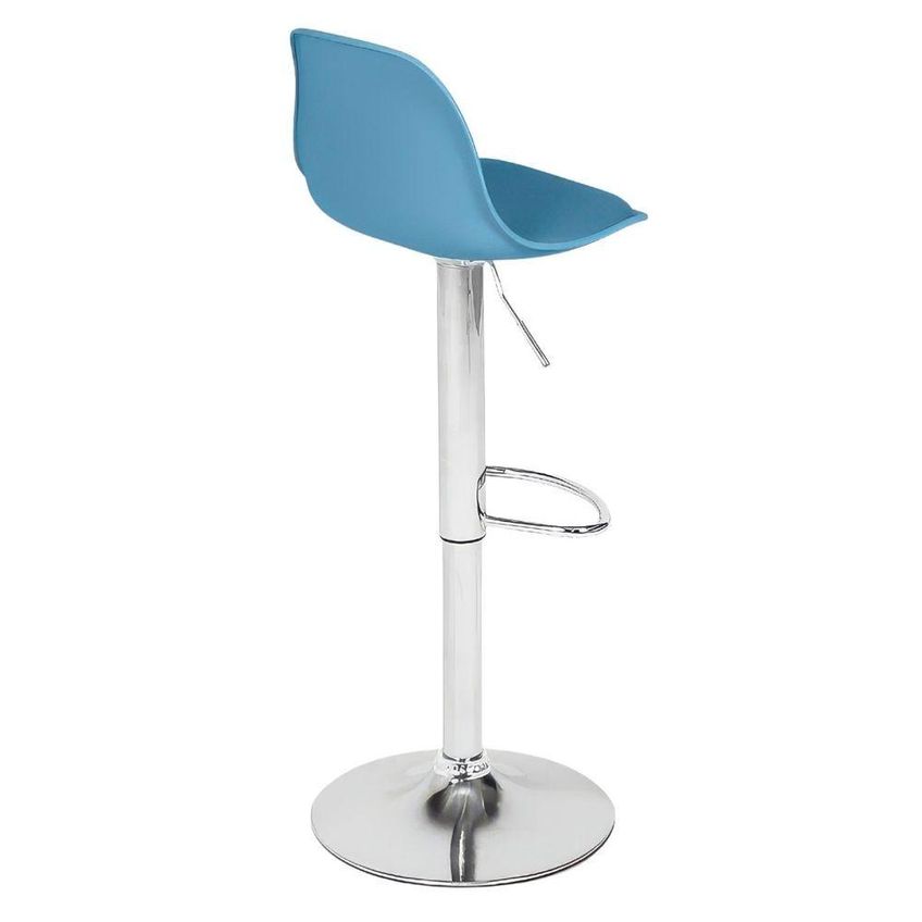 Banqueta Alta Estofada Ícaro Metal Cromado Altura Ajustável Turquesa Dkadidecor - imagem 5