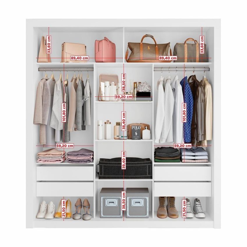Closet Modulado 8 Gavetas MDF Branco Amoudi Móveis Branco - imagem 4