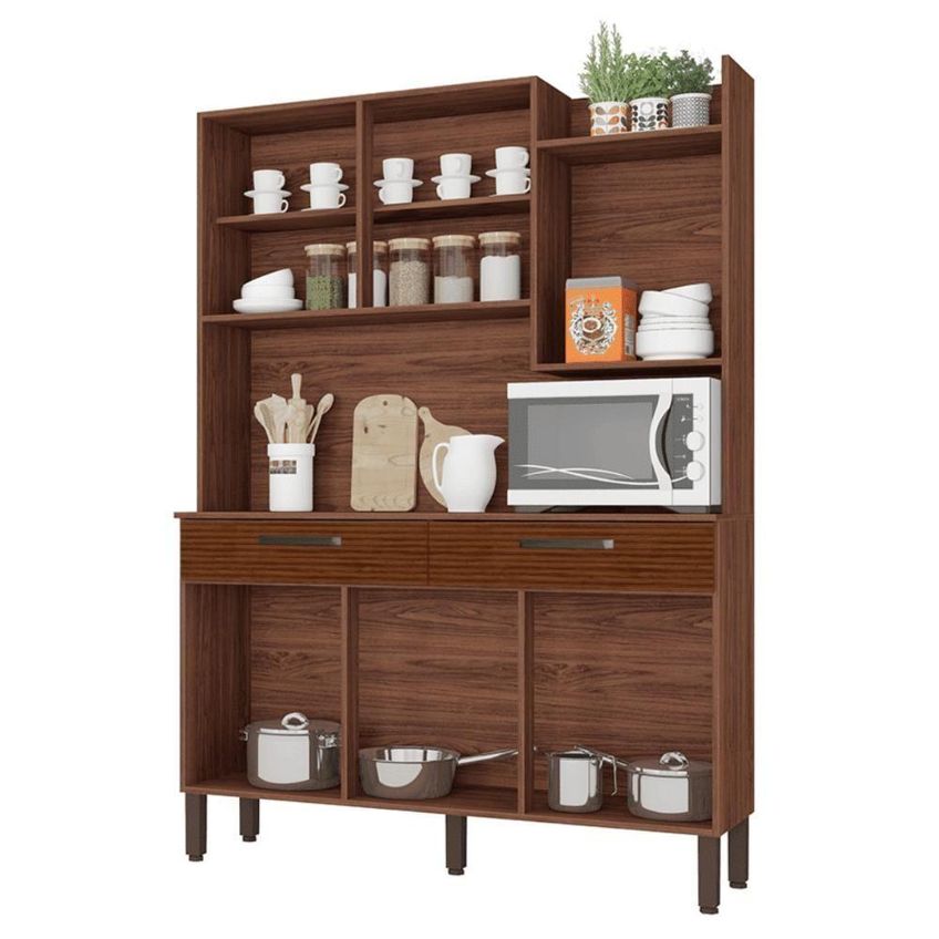 Conjunto Cozinha Torino 6 Portas 2 Gavetas MDF-MDP 132cm Off White Kit's Paraná - imagem 3
