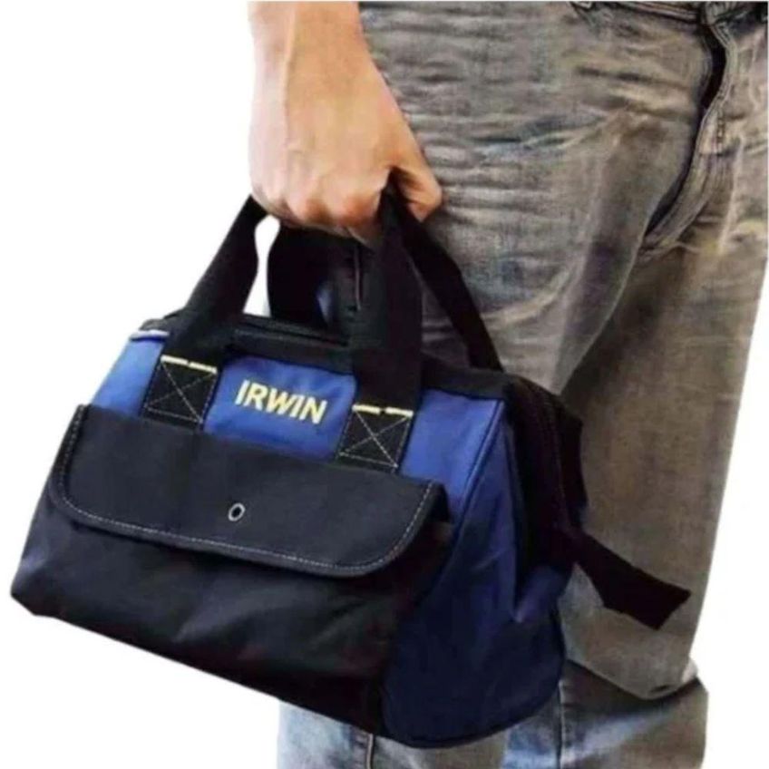 Mala 12 Irwin Standard Para Ferramentas Com Compartimento Principal Em Ziper Azul E Preta - imagem 5
