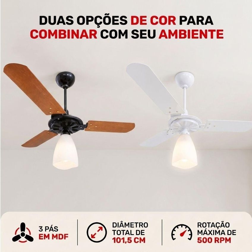 Ventilador De Teto Aeris 3 Pás Tulipa Aberta Casa Lys - Branco - 220v - imagem 2