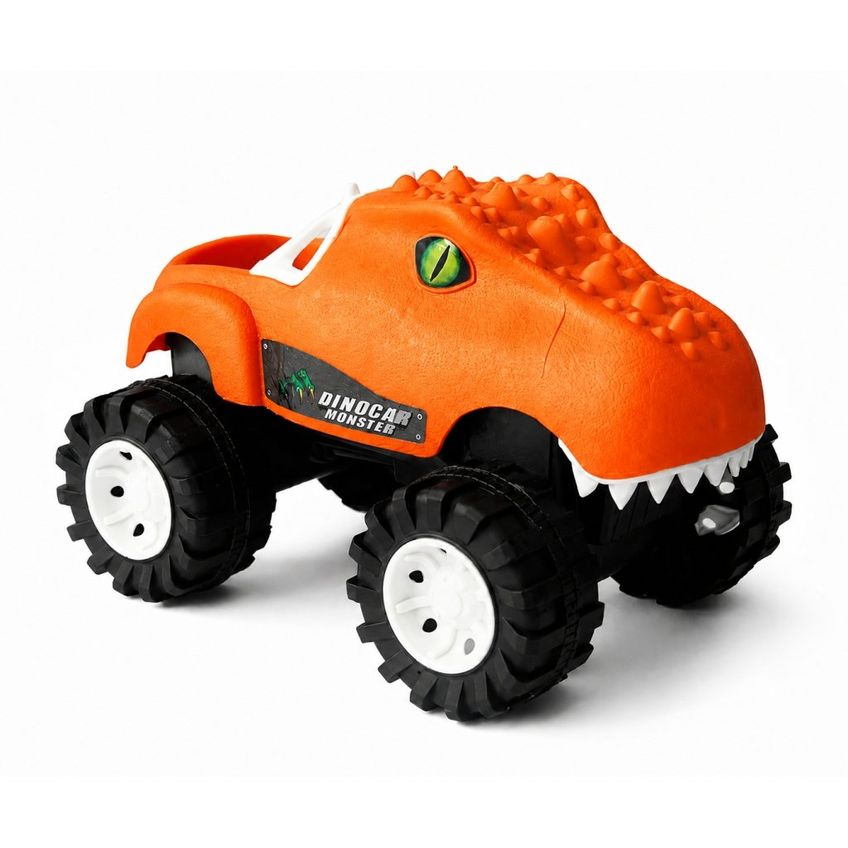 Kit Carrinho Dinocar Monster Com 8 Mini Dinossauros Laranja - imagem 4