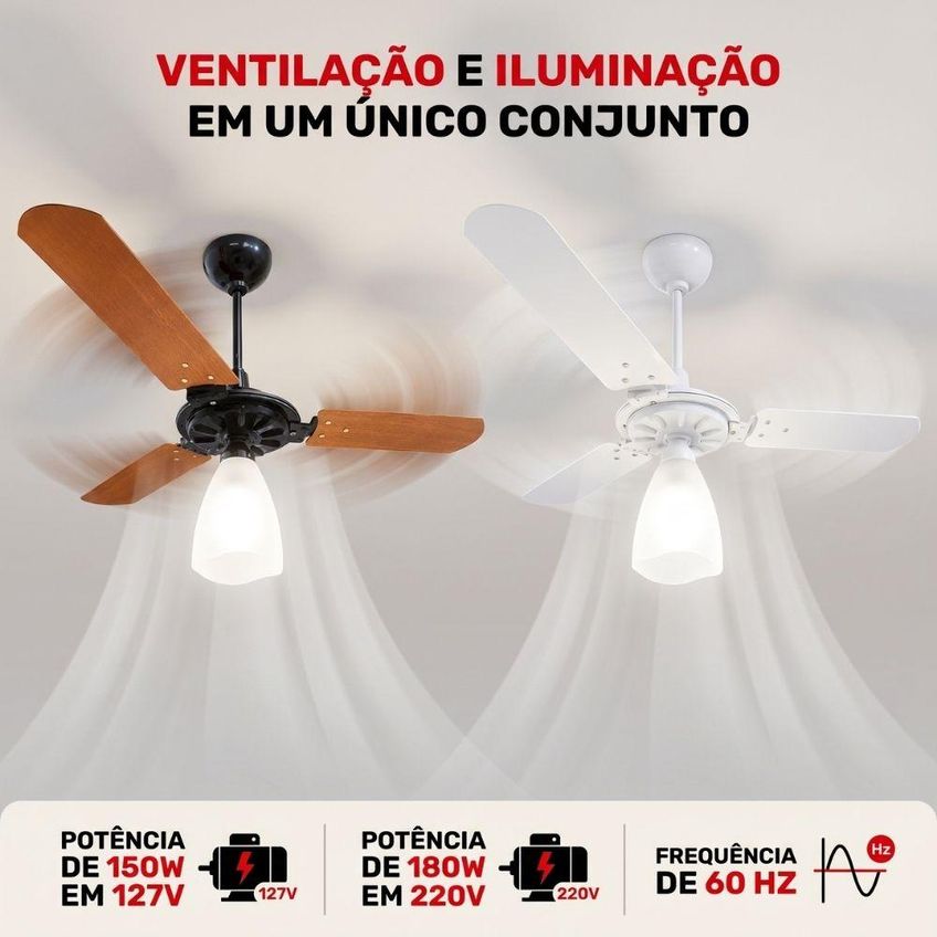 Ventilador De Teto Aeris 3 Pás Tulipa Aberta Casa Lys - Marrom - 220v - imagem 3