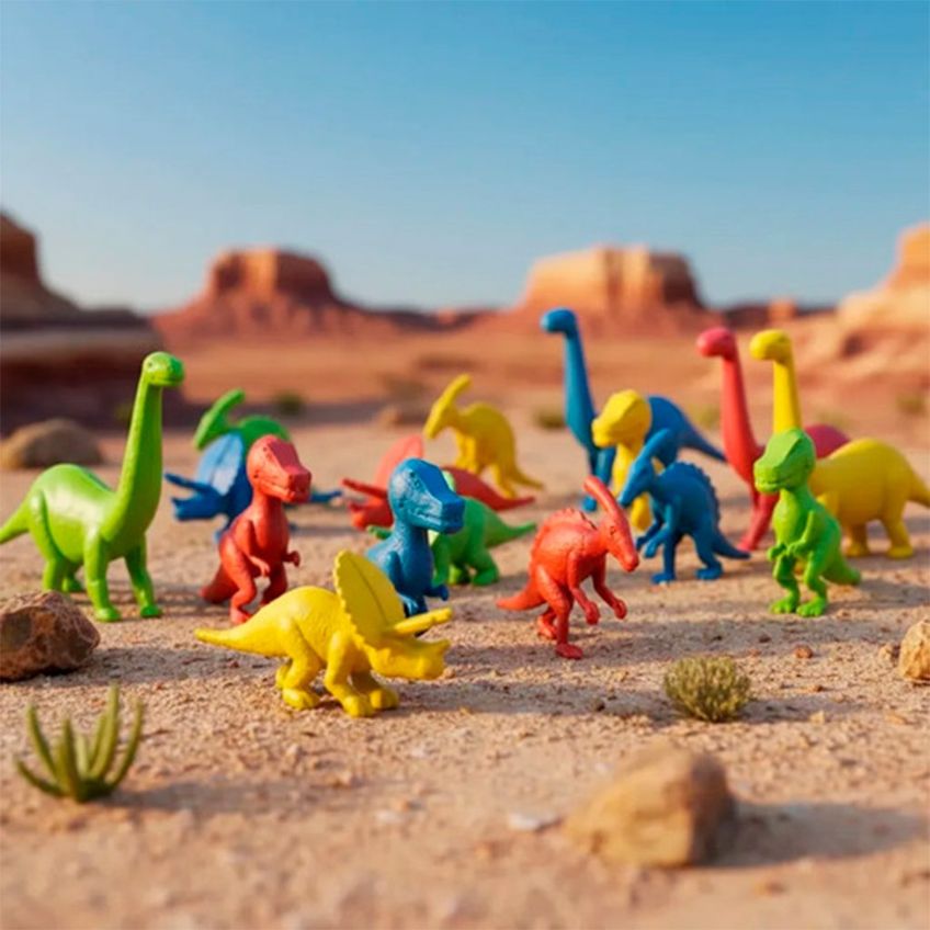Kit 16 Mini Dinossauros Coloridos Super Dinos Brinquedo Infantil - imagem 2