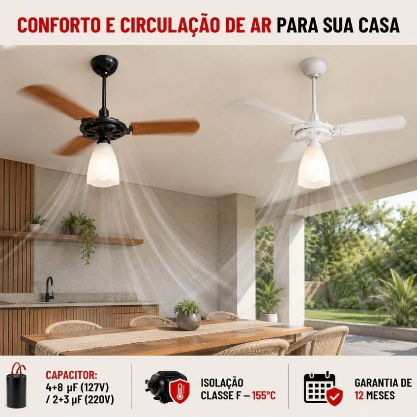 Ventilador De Teto Aeris 3 Pás Tulipa Aberta Casa Lys - Marrom - 110v - imagem 5