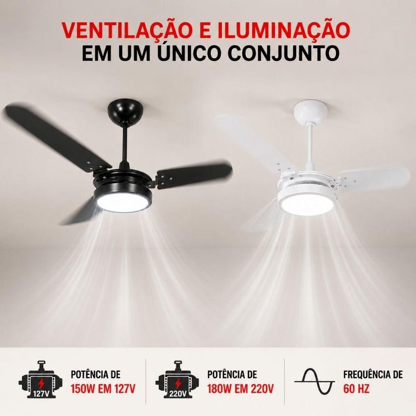 Ventilador De Teto Ventus 3 Pás Com Led 6k Casa Lys - Branco - 110v - imagem 2